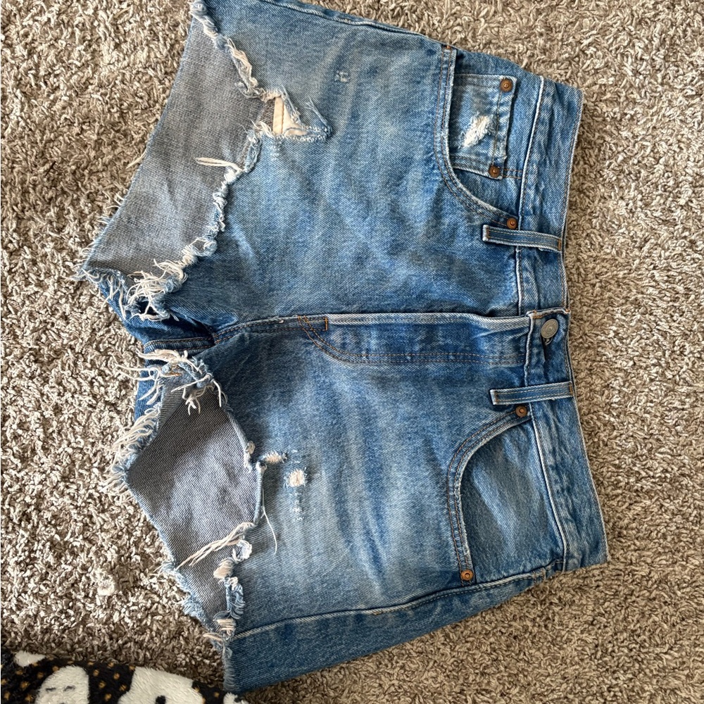 Levi's Frayed Blue Jean Shorts